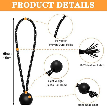 50 Pack 6 Inch Bungee Cords，Bungee Balls, Bungee Cords with Balls,Elastic String Ties for Camping, Tents, Tarp, Canopy Shelter, Wall Pipe,Holding Wire and UV Resistant,Tarp tie Down