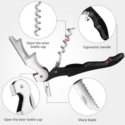 Honoson 40 Pcs Wine Opener Bulk Corkscrew Bottle Wine Key, Black, White Bottle Opener Waiter Metal Heavy Beer Corkscrew, Serrated Foil Cutter Key, for Servers Home Restaurants Bars Waiter Bartender