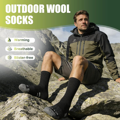 Merino Wool Thermal Socks for Men Women, Cushioned Performance Sport Socks for Hiking,Cycling,Work,Ski 3 Pairs