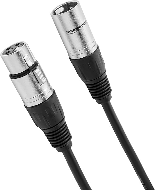 Amazon Basics 2-Pack XLR Microphone Cable for Speaker or PA System, All Copper Conductors, 6MM PVC Jacket, 10 Foot (Black)