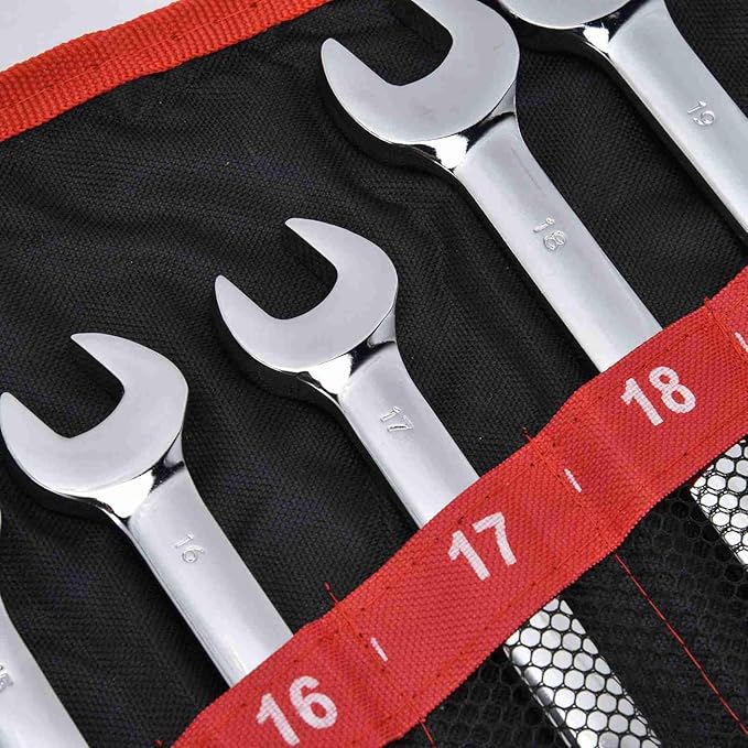 12Pcs Ratcheting Wrench Set, 8?19mm Ratchet Combination Wrenches Set,Metric Combination Chrome Steel 8?19mm with Storage Bag (movable head)