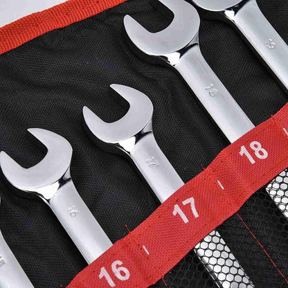 12Pcs Ratcheting Wrench Set, 8?19mm Ratchet Combination Wrenches Set,Metric Combination Chrome Steel 8?19mm with Storage Bag (movable head)