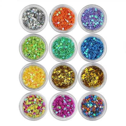 Nail Art Round Mermaid Glitter Sequins with Broken Shell Glass Paper Candy Foil Paillette Flakes DIY Tips 2 Set