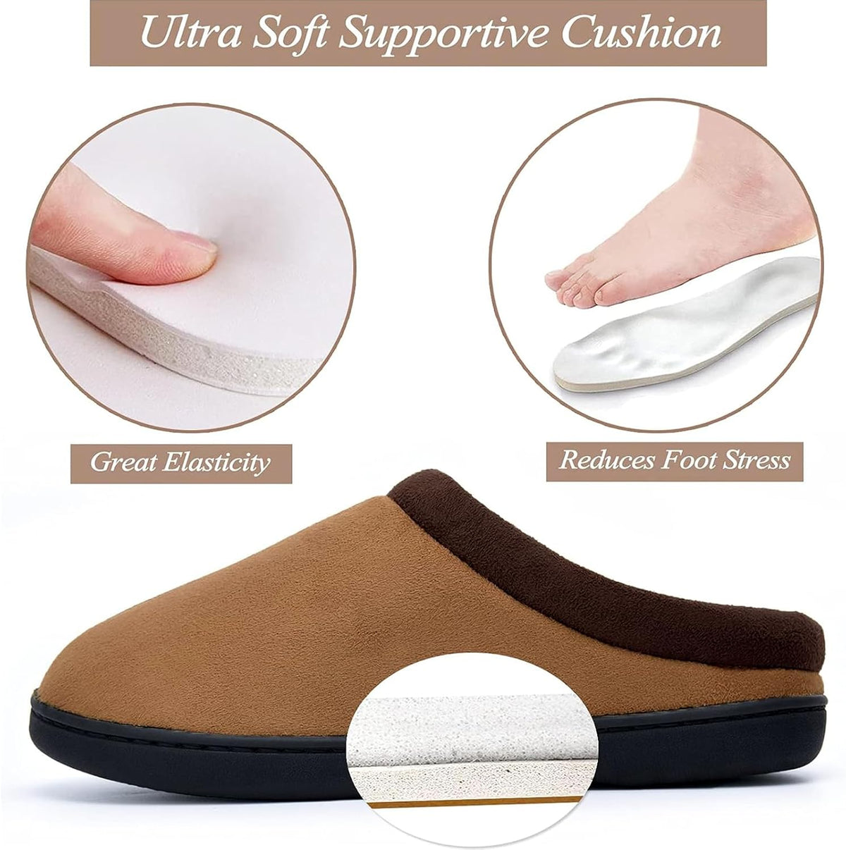 Memory Foam Mens Slippers Slip-On Comfy House Slippers for Men Indoor Outdoor Non-Slip Warm Winter Men’s Bedroom Slippers