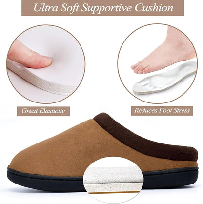 Memory Foam Mens Slippers Slip-On Comfy House Slippers for Men Indoor Outdoor Non-Slip Warm Winter Men’s Bedroom Slippers