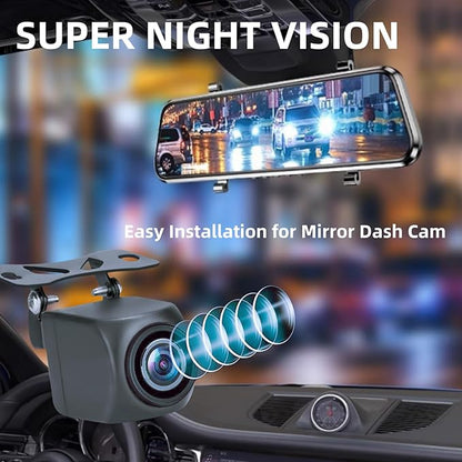 4-pin backup camera for Dash Cam HD 1080P mirror Front and rear view camera Super night vision Waterproof reversing camera 0.098 in Jack one end and 4PIN on the