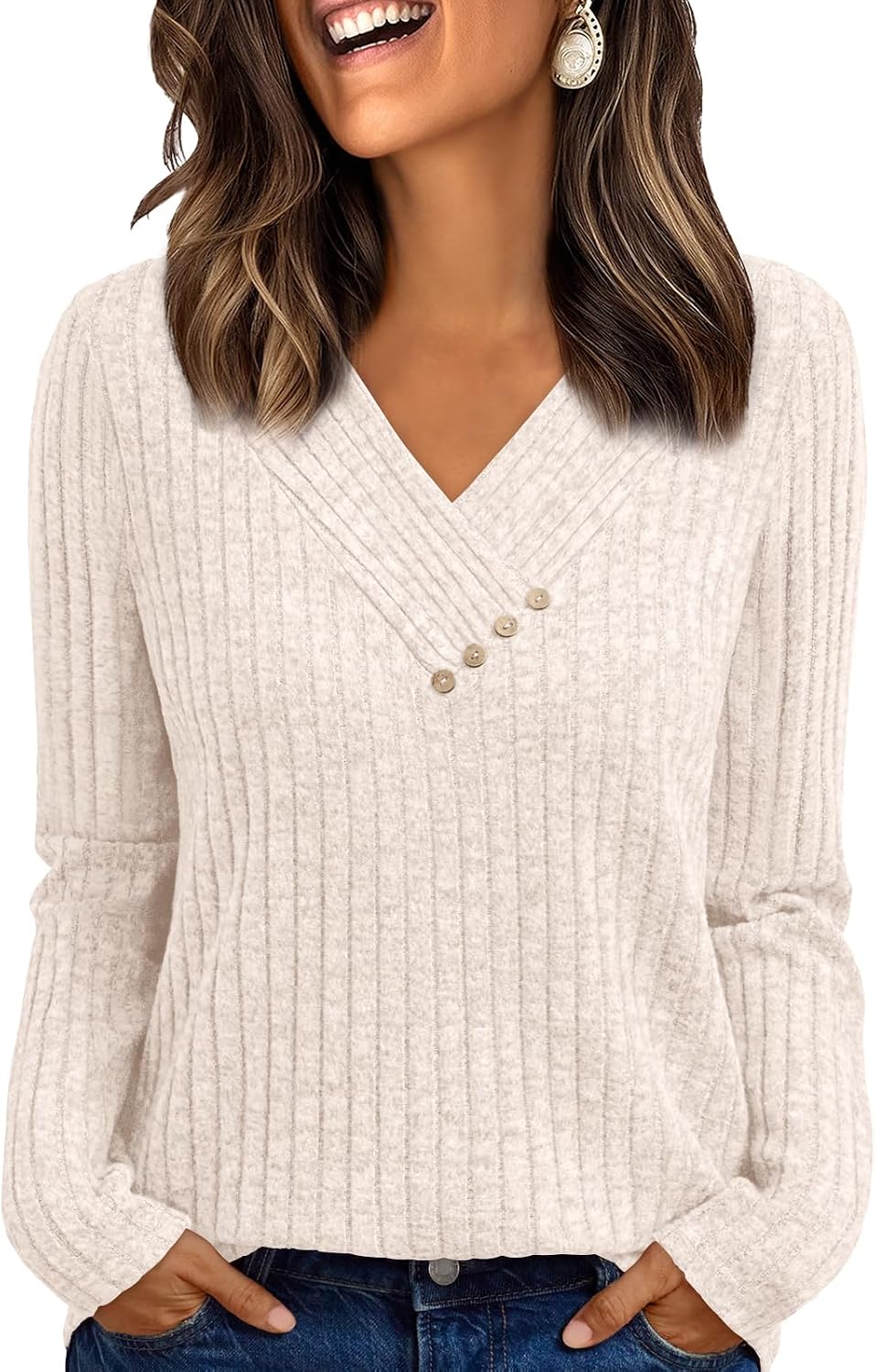 AUTOMET Womens Long Sleeve Shirt Fall Fashion 2025 V Neck Sweater Tunic Tops Dressy Casual Work Blouse Trendy Winter Clothing l.