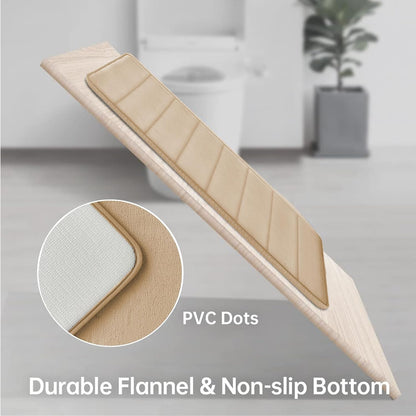 Memory Foam Bath Mat Set 3 Piece, Soft and Comfortable, Super Water Absorption, Non-Slip, Thick, Machine Wash, Easier to Dry for Bathroom Floor Rug, Beige Toilet Rug Bathroom Set (PVC backing design looks different than picture)