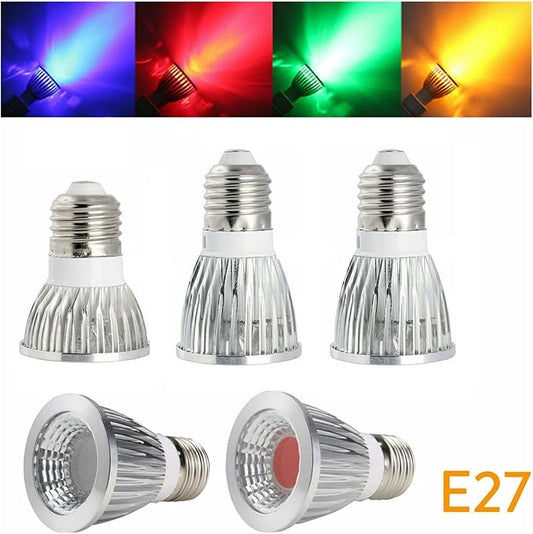LADYG E27 LED Spotlight Bulb Lamp 9W Dimmable 220V 110V BlueRedGreenYellow LED Ceiling Light Spot Candle Home (9W, 1 Count)