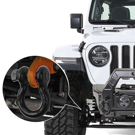 Shackles 3/4"(2 Pack) D-Ring Shackle Rugged 28.5 Ton (57,000 Lbs) Maximum Break Strength Heavy Duty Tow Shackles Perfect Shackle work with Tow Strap, Winch, Off-Road Jeep Truck Vehicle Recovery