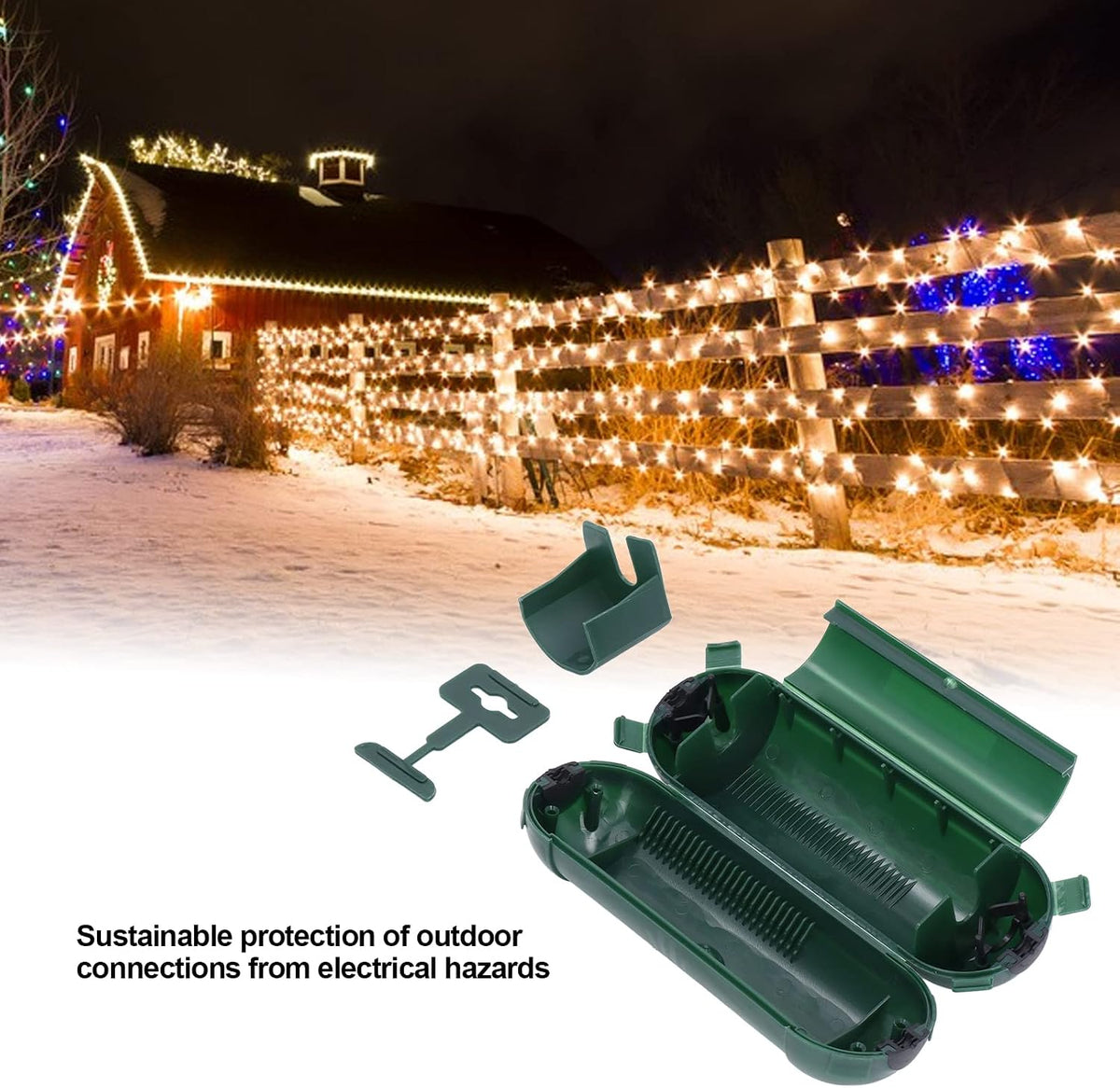 Outdoor Extension Cord Safety Cover HIGH Protection Weatherproof Electrical Connection Box Green (with Claws)