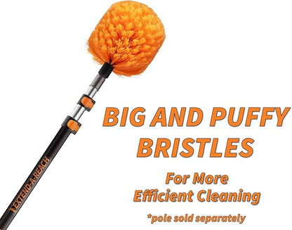 Cobweb Duster Head Brush - Spider Web Brush for Outdoor & Indoor Web Cleaning - Twist-On Corner Duster Fits Standard Acme Threaded Extension Poles - Best Cobweb Brush Head (Pole Sold Separately)