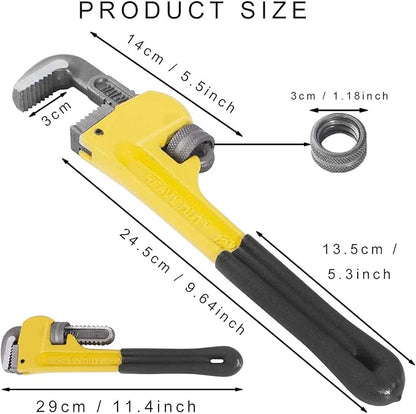 JONMON Pipe Wrench - 12 inch Heavy Duty Large Straight Plumbing Wrench with Adjustable Jaw Plumbers Repair Tool for Install and Maintain Pipe