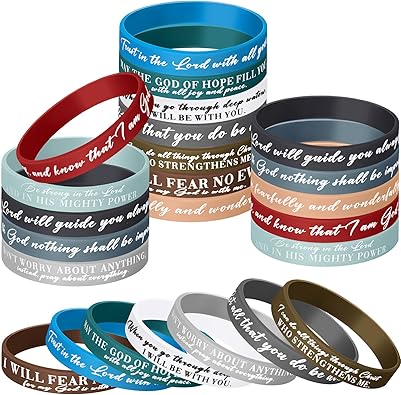 Bible Verses Bracelets Bulk Scripture Silicone Wristbands Inspirational Motivational Quote Rubber Wristbands Christian Bracelets for Women Men Easter Carnival Party Favors