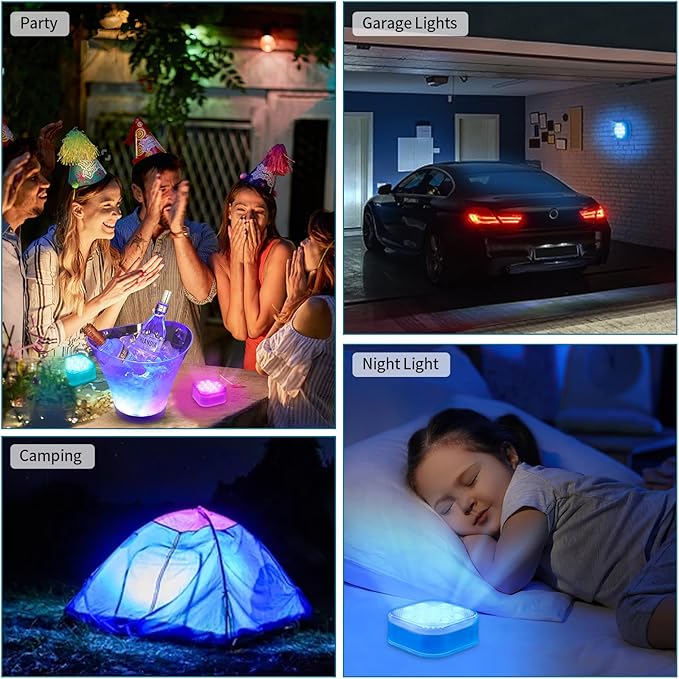 Rechargeable Submersible Pool Lights with Remote, Waterproof Underwater Charging Battery Operated Controlled 16 Color Changing LED with Magnet Floating Lights Pool Pond Decoration (3 pcs)