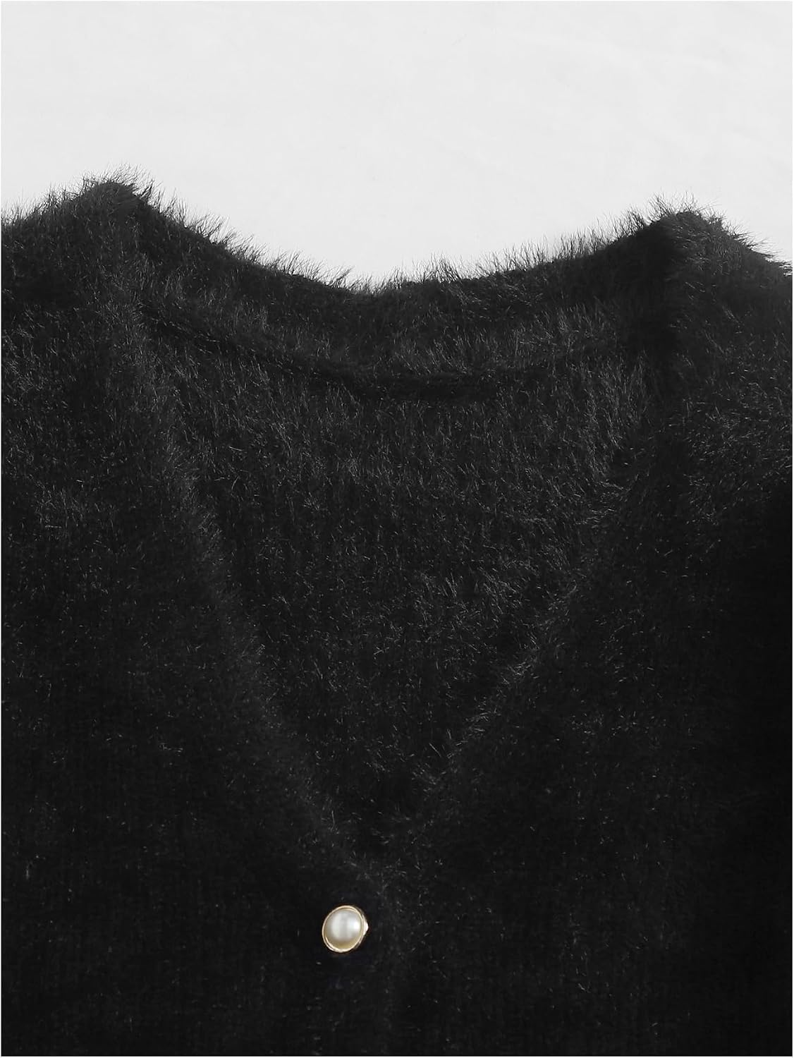 Women's Fuzzy Crop Sweater Cardigan 2025 Winter Holiday Outfits Chunky Pearl Button Down Long Sleeve Cardigan