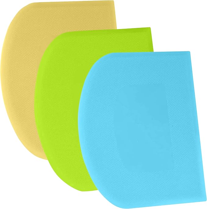 SURDOCA Dough Scraper Bench Scraper - 3P 4.7x3.7" Plastic Flexible Bowl Scraper, Sharp Edge  Angles Cake Scraper. Non-Slip Bakeware Decorating Tools Sculpting  Modeling Tools - BlueYellowGreen