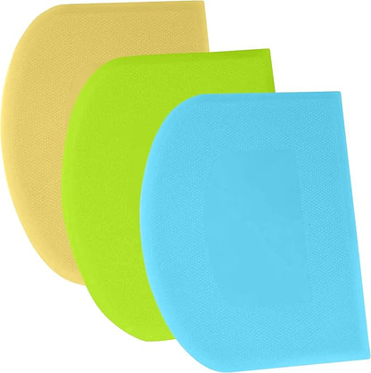 SURDOCA Dough Scraper Bench Scraper - 3P 4.7x3.7" Plastic Flexible Bowl Scraper, Sharp Edge  Angles Cake Scraper. Non-Slip Bakeware Decorating Tools Sculpting  Modeling Tools - BlueYellowGreen