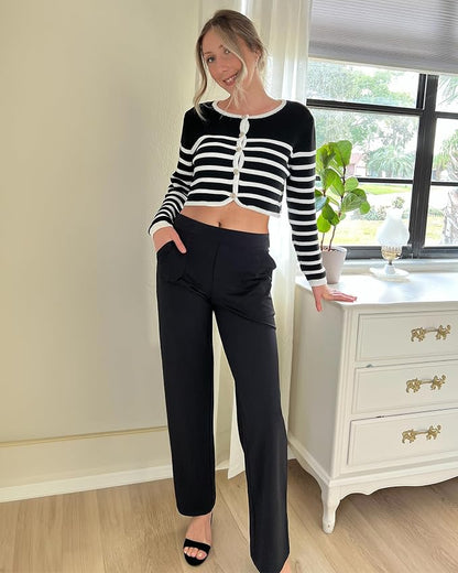 Small And 31"Seam G4Free ShiftReady Yoga Pants Women High Waist Dress Work Pants with Pockets Straight Leg Business Casual Trousers 28"/30"/32"