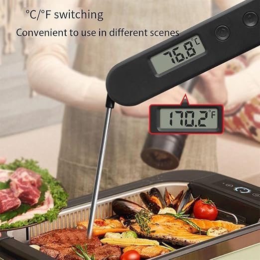Instant Read Meat Thermometer for Cooking Grill and Barbecue Griddle Waterproof Backlight & Calibration for Food Oven Air Fryer Accessories Kitchen Essentials Stocking Stuffer Gifts