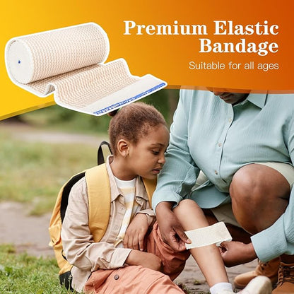 2 Pack 3" Premium Elastic Bandage Wrap, Reusable Hook and Loop Compression Wrap Bandage for Knees, Anks, Wrists, Legs, Body(2 Pack 3" Bandage)