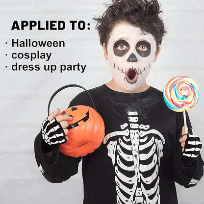 Skeleton Gloves,Glow in the Dark Touch Screen Thickened FullHalf Finger for Costume Cosplay Accessories
