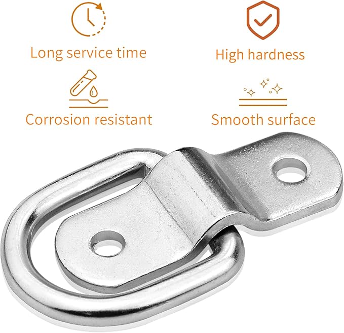 D-Ring Tie Downs Anchor14 Heavy Duty Surface Floor Mount Lashing Rings 2400 lbs Cargo Trailers Load-Bearing Hangers Bracket (Pack of 12)
