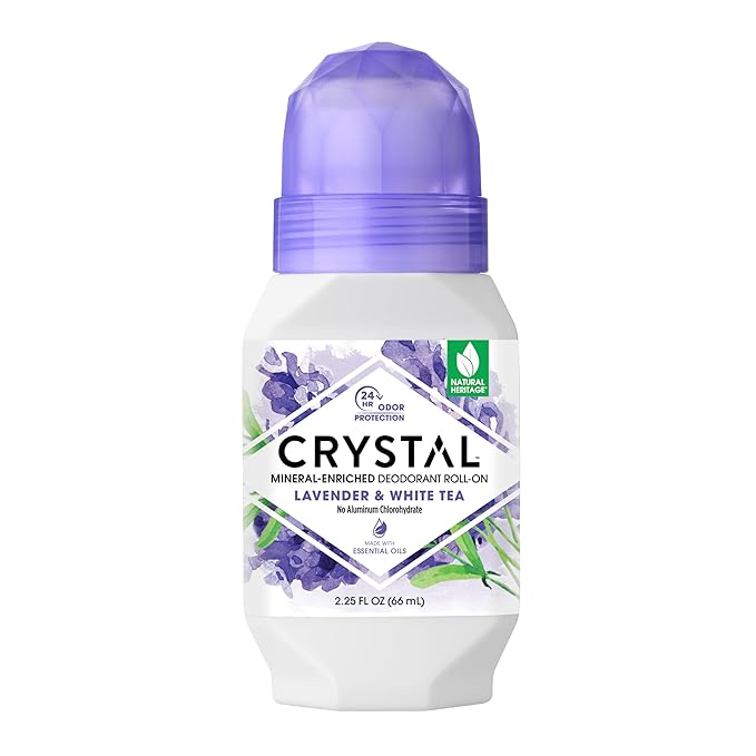 Crystal Mineral Deodorant Roll-On, Lavender  White Tea, Purple, 2.25 Fl Oz
