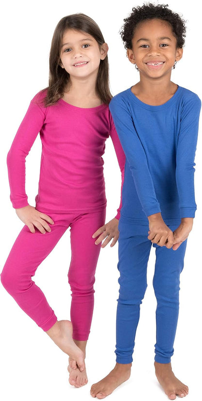 Kids Pajamas Boys & Girls Solid Colors 2 Piece Pajama Set 100% Cotton (Size 2-14 Years)