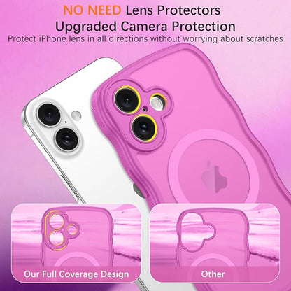 BENTOBEN Magnetic for iPhone 16 Case, Cute Wavy [Full Camera Protection][Compatible with MagSafe] Matte Anti-Slip Bumper Women Girls Boys Protective Phone Case for iPhone 16 6.3", Berry Pink