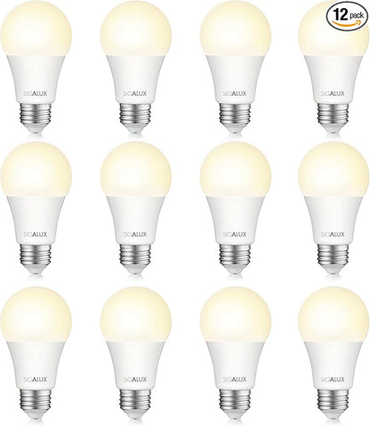 Sigalux LED Light Bulbs 100W Equivalent, A19 Standard 2700K Soft White, Non-Dimmable Energy Efficient 13W Warm E26 Medium Base, 1500LM, UL Listed, 12 Pack