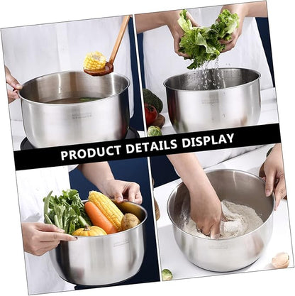 XENITE 1pc Steel Duty Whisking Storage Heavy Scale Supplies Serving Cream Mixing Blender Prep Stainless Deep Pot Grade Tool for Nesting Cooking Deeper Egg Baking Measurement Plates