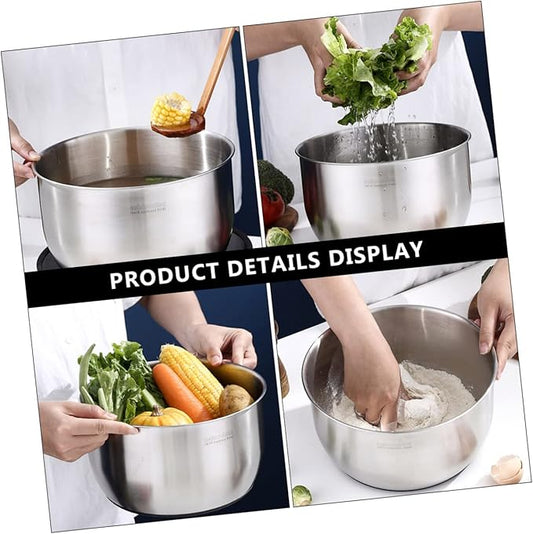 XENITE 1pc Steel Duty Whisking Storage Heavy Scale Supplies Serving Cream Mixing Blender Prep Stainless Deep Pot Grade Tool for Nesting Cooking Deeper Egg Baking Measurement Plates