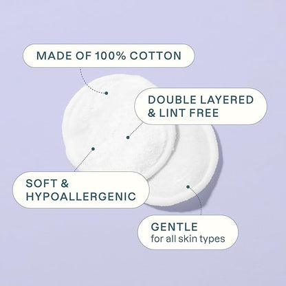 Cliganic Premium Cotton Rounds for Face (300 Count) - Makeup Remover Pads, Hypoallergenic, Lint-Free  100 Pure Cotton (Packaging May Vary)