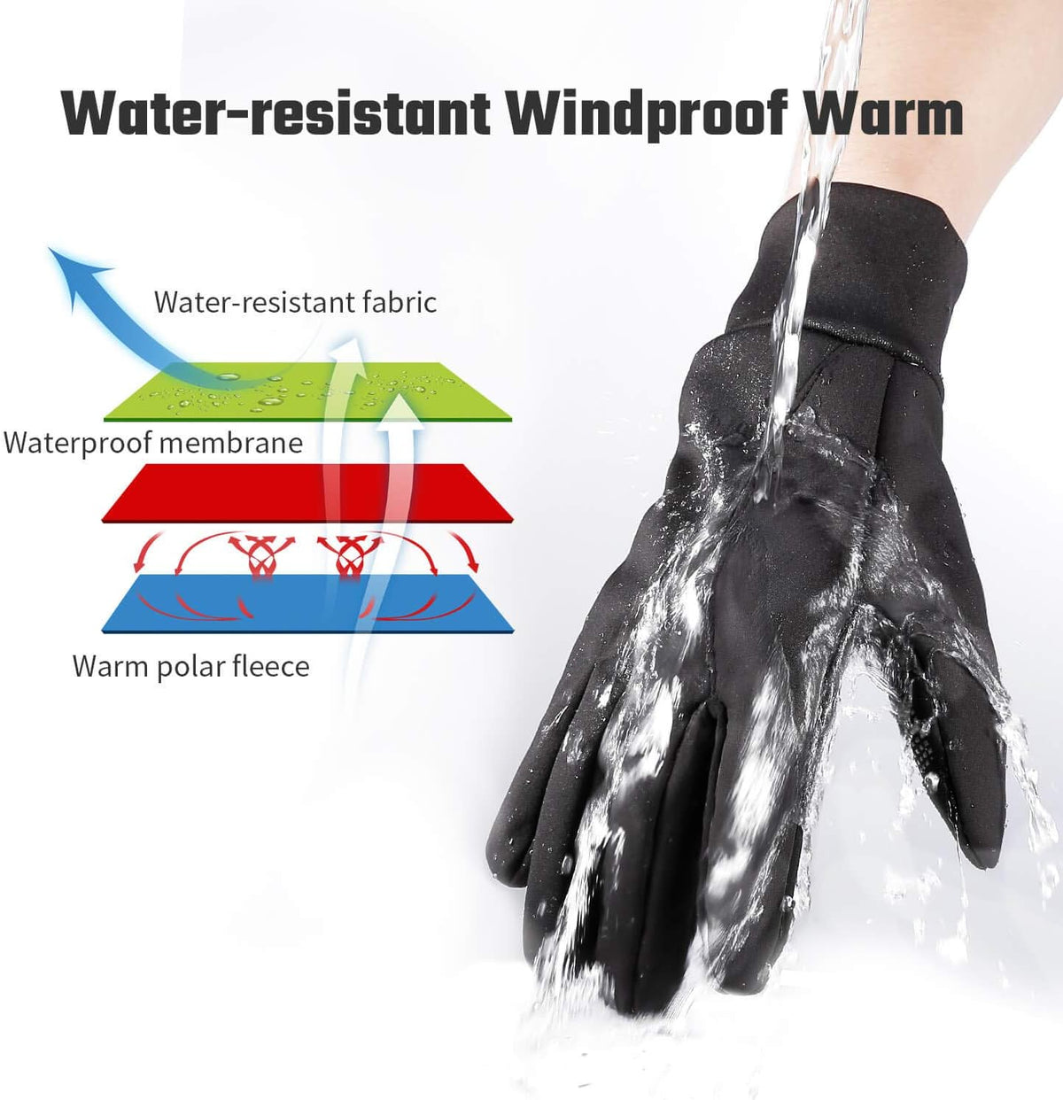 Winter Gloves Touch Screen Water Resistant Windproof Thermal for Running Cycling Driving Hiking for Men Women