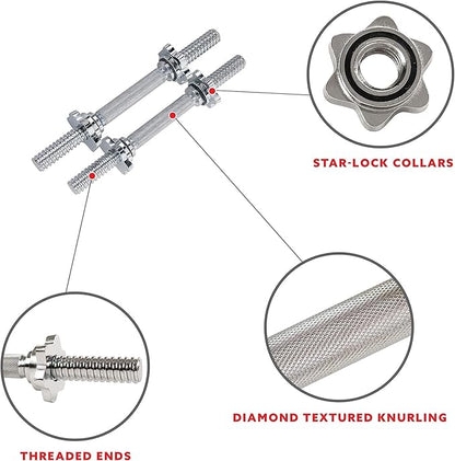 Sunny Health  Fitness 14" Threaded Chrome Dumbbell Bar Pair - STDBH-14