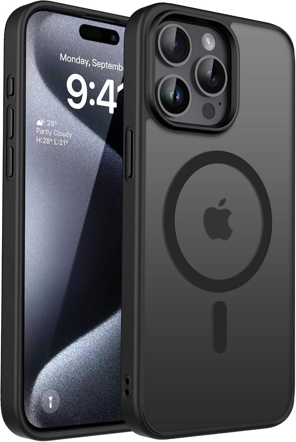 CACOE Magnetic Case for iPhone 15 Pro Max 6.7 inch-Compatible with MagSafe & Magnetic Car Phone Mount,Not Yellowing Anti-Scratch (Matte Black)