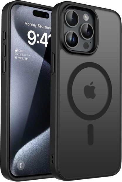 CACOE Magnetic Case for iPhone 15 Pro Max 6.7 inch-Compatible with MagSafe & Magnetic Car Phone Mount,Not Yellowing Anti-Scratch (Matte Black)