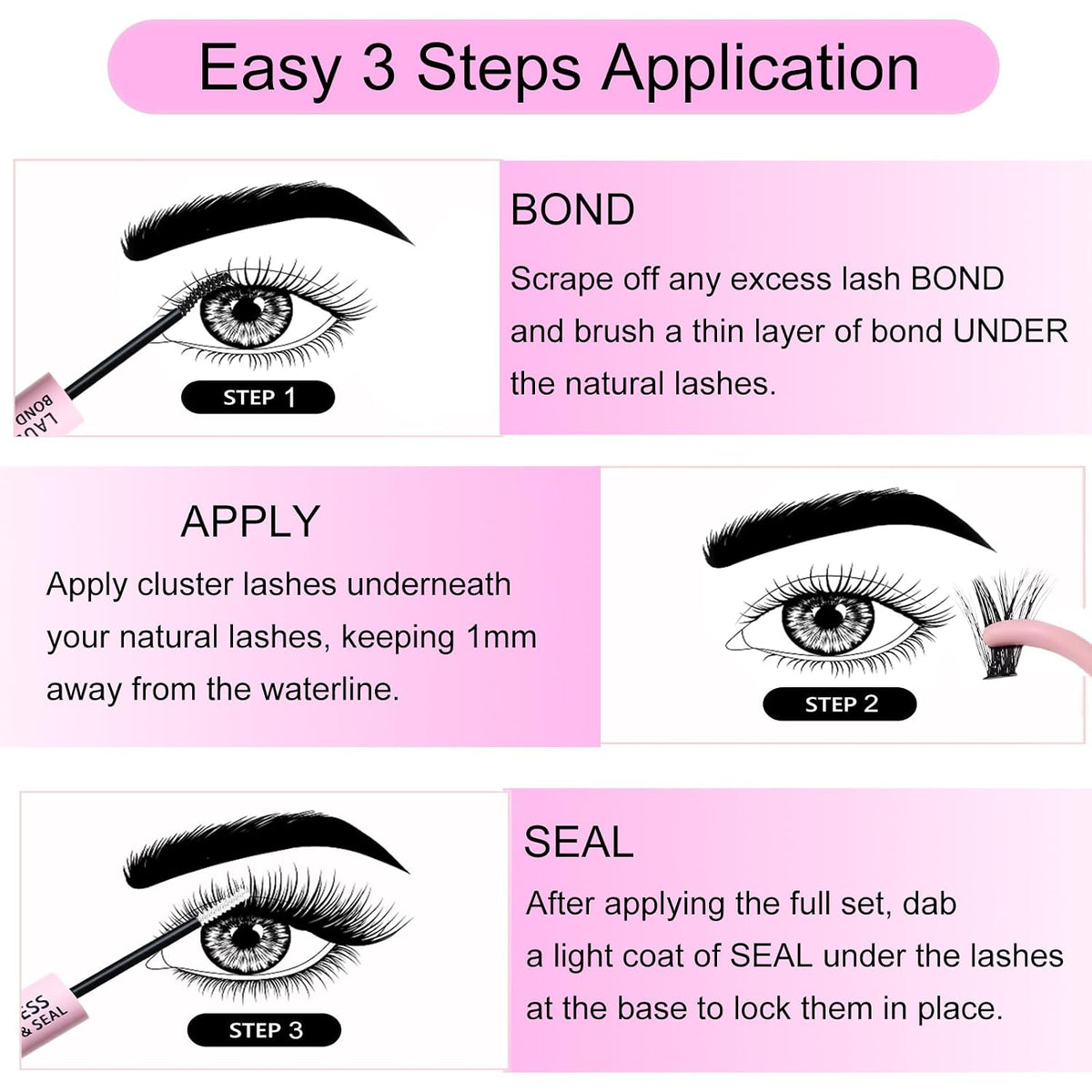 Lash Bond and Seal Mascara for Long Lasting Waterproof Eyelash Extensions - 5ml+5ml ( 0.34oz)