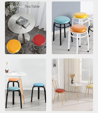 Waterproof Round Chair Cushion, Round Dining Chairs Seat Cushion PU Leather Cushion, Indoor and Outdoor Round Chair Pad Non-slip Soft Pad