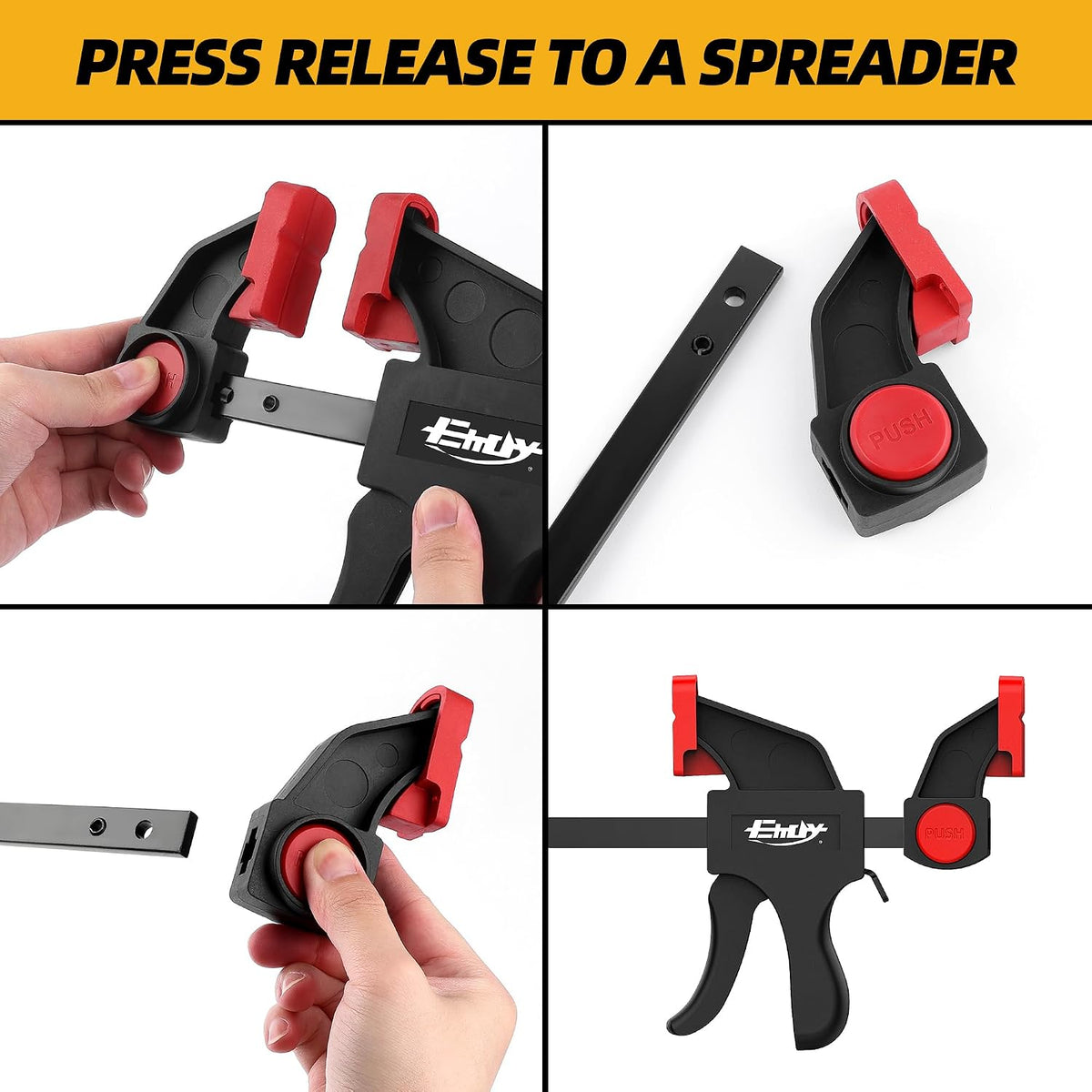 50" Bar Clamp for Woodworking 1-Pack, One-Handed Clamp/Spreader, Light-Duty Quick-Change F Clamp with 170 LBS Load Limit, Ideal for Woodworking/Carpentry/Home Improvement/DIY