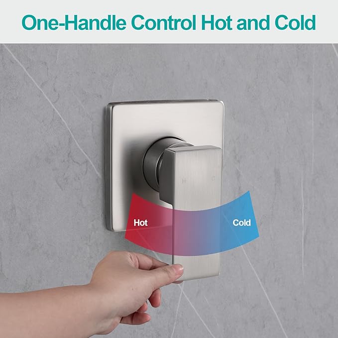 Wall Mount Bathroom Shower Valve Single Handle Shower Valves Mixer Hot and Cold Mixer Single Function Shower Handle Valve Trim Kit 4.3 Inch Cover Plate, Brushed Nickel