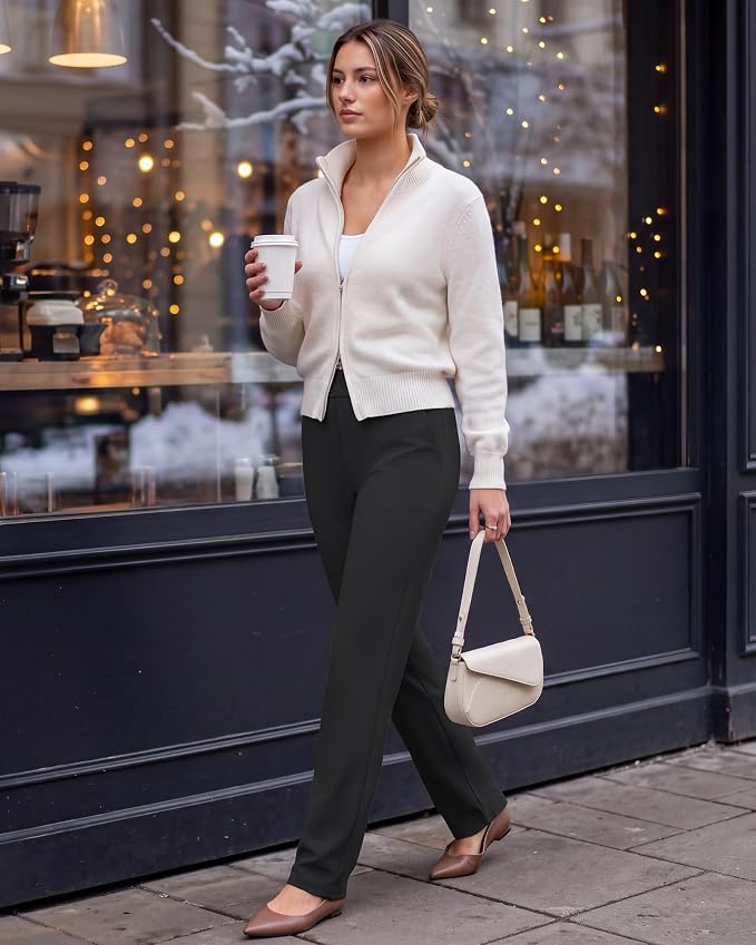 Small And 31"Seam G4Free ShiftReady Yoga Pants Women High Waist Dress Work Pants with Pockets Straight Leg Business Casual Trousers 28"/30"/32"