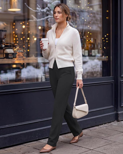 Small And 31"Seam G4Free ShiftReady Yoga Pants Women High Waist Dress Work Pants with Pockets Straight Leg Business Casual Trousers 28"/30"/32"