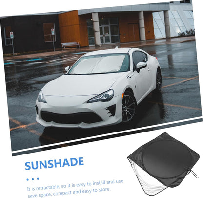 Folding Shrinking Sunshade Roller Blind Silver Reflective Visor Vehicle Sun Protector Heat Shield for SUVs Trucks Hatchbacks Compact Retractable Design