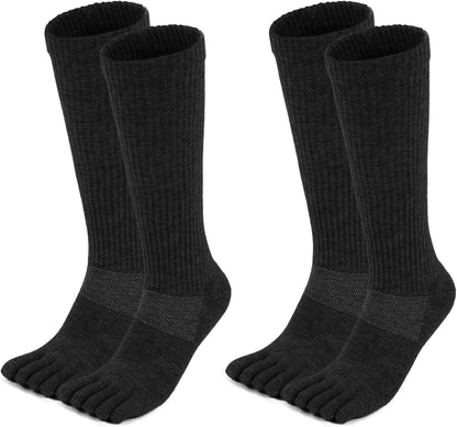 Merino Wool Toe Socks for Men&Women Hiking Cushion Five Finger Boot Socks Crew Length (1 Pairs)