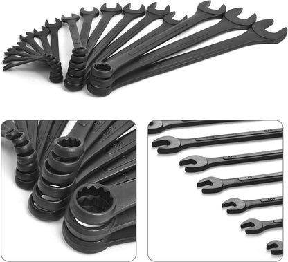 16 Piece SAE Combination Wrench Set, 1/4" to 1-1/4" SAE Wrench Set with Roll Up Pouch