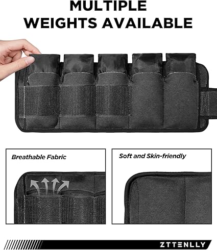 Adjustable Ankle Weights for Women Men and Kids | 1 Pair 5 10 15 18 20 Lbs Leg Wrist Ankle Weight Straps for Yoga, Walking, Running, Aerobics, Gym, Dance, Pilates, Cardio