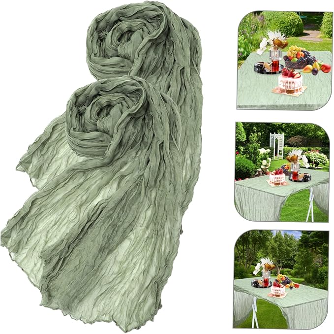 Wakauto 2pcs Boho Decorative Table Runner Wrinkled Gauze Tablecloths for Weddings Parties and Everyday Use for Farmhouse and Rustic Decor