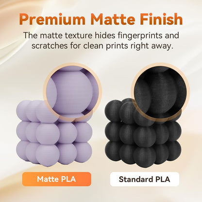 PLA Filament 1.75mm +/- 0.02mm, Matte Purple 3D Printer Filament 1kg (2.2lbs) Spool, Excellent Printing Performance, Easy to Use for Most FDM 3D Printers
